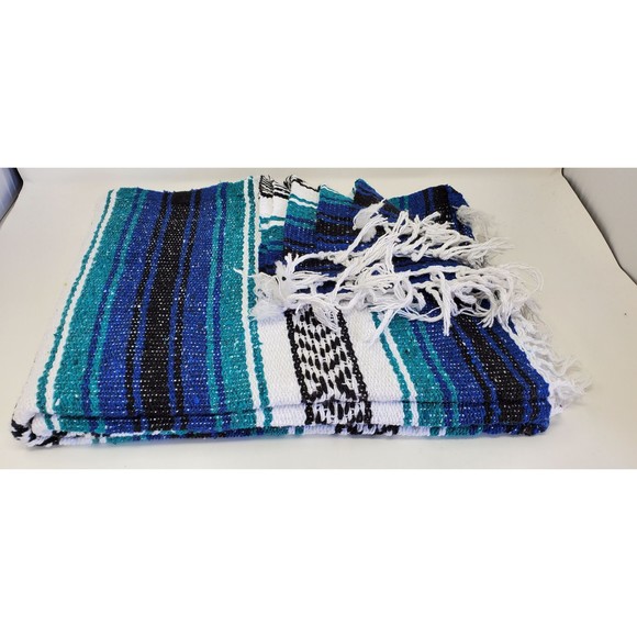 blue  color   mexican blanket falsa blanket beach blanket - Picture 1 of 2